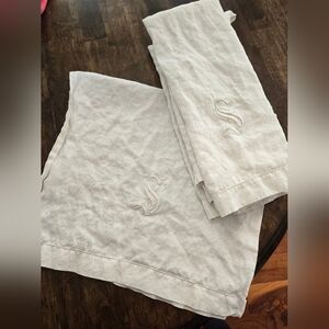 Elegant White Linen Napkins with Embroidered Initial S